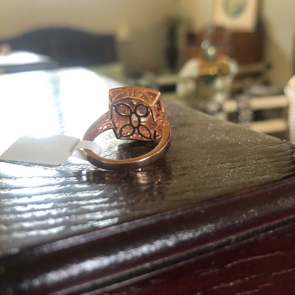 Pink Morganite & Diamonds Rose Gold plated Ring - Picture 3 of 16